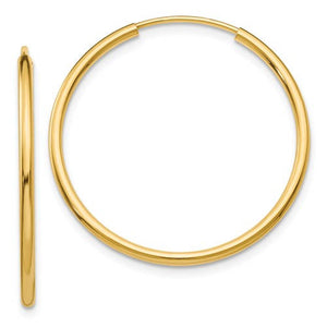 14K Yellow Gold 26mm x 1.5mm Endless Round Hoop Earrings