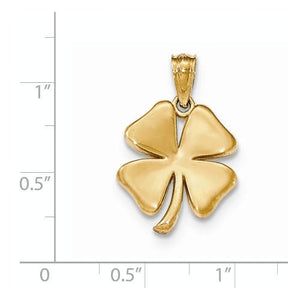 14k Yellow Gold Four Leaf Clover Open Back Pendant Charm