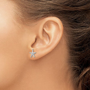 14k White Gold Starfish Stud Post Push Back Earrings
