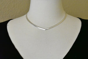 Sterling Silver 4mm Omega Cubetto V Shaped Choker Necklace Chain with Lobster Clasp