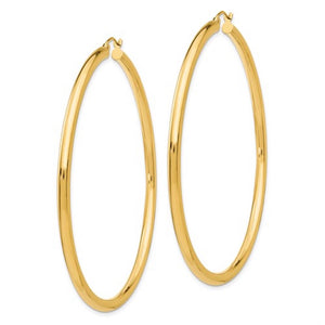 14K Yellow Gold 65mm x 3mm Lightweight Round Hoop Earrings