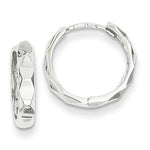 Charger l&#39;image dans la galerie, 14k White Gold 14mm Modern Hinged Hoop Huggie Earrings
