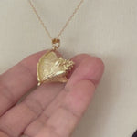 Load and play video in Gallery viewer, 14k Yellow Gold Large Conch Shell Seashell 3D Pendant Charm
