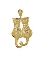 Carregar imagem no visualizador da galeria, 14k Yellow Gold Sitting Cats Open Back Pendant Charm
