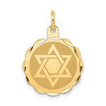 Charger l&#39;image dans la galerie, 14K Yellow Gold Star of David 15mm Disc Pendant Charm Engravable Engraved Personalized
