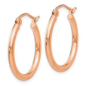 14K Rose Gold 20mm x 2mm Classic Round Hoop Earrings