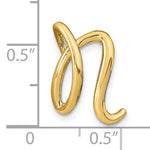 Загрузить изображение в средство просмотра галереи, 14k Yellow Gold Initial Letter N Cursive Chain Slide Pendant Charm
