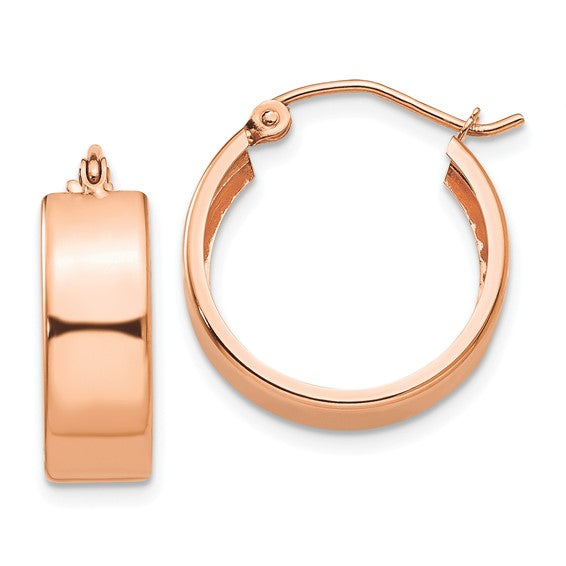 14K Rose Gold 17mm x 5.5mm Classic Round Hoop Earrings