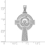 Load image into Gallery viewer, 14k White Gold Celtic Claddagh Cross Pendant Charm
