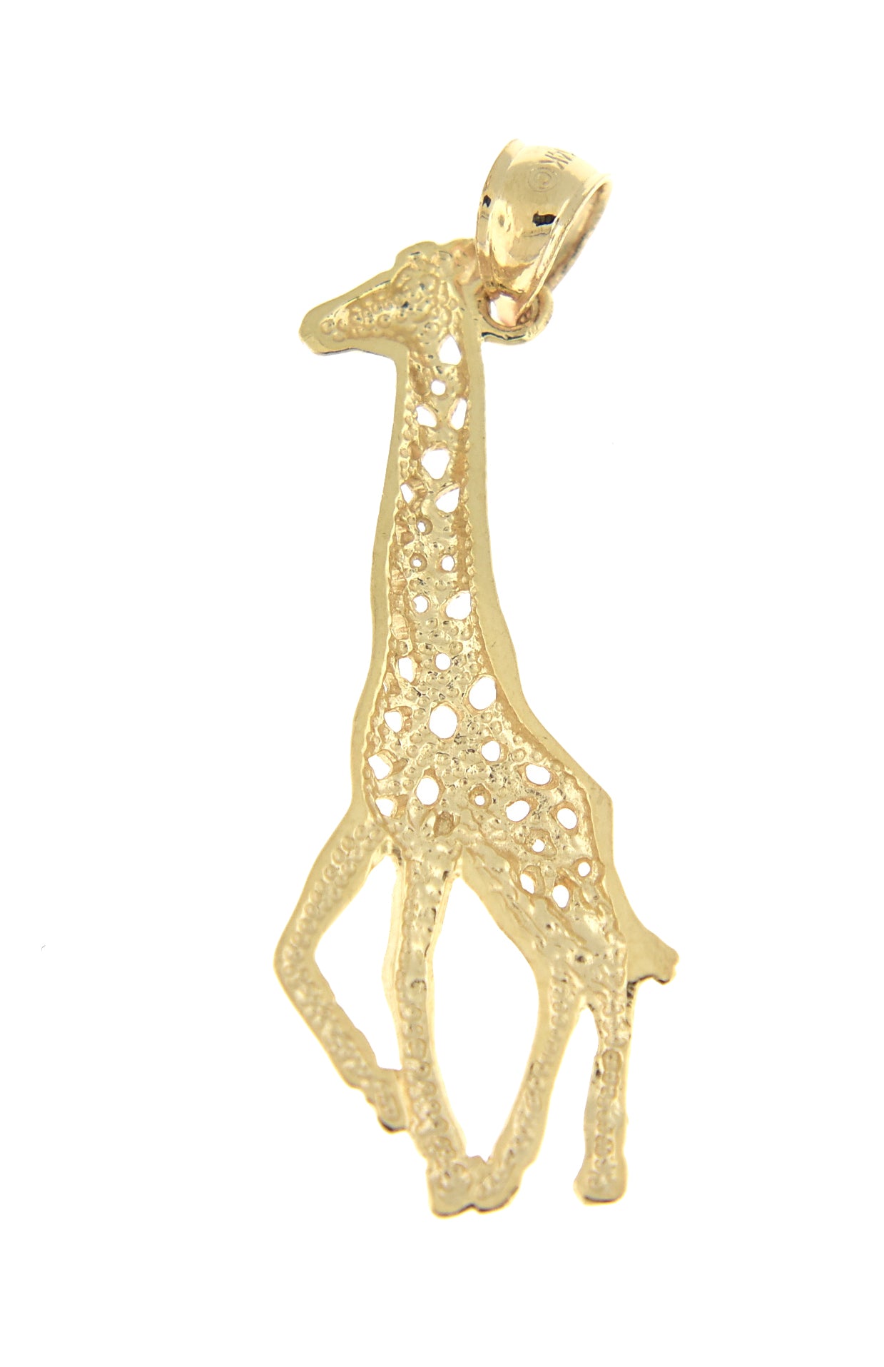 14k Yellow Gold Giraffe Open Back Pendant Charm - [cklinternational]