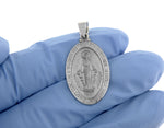 이미지를 갤러리 뷰어에 로드 , 14k White Gold Blessed Virgin Mary Miraculous Medal Pendant Charm
