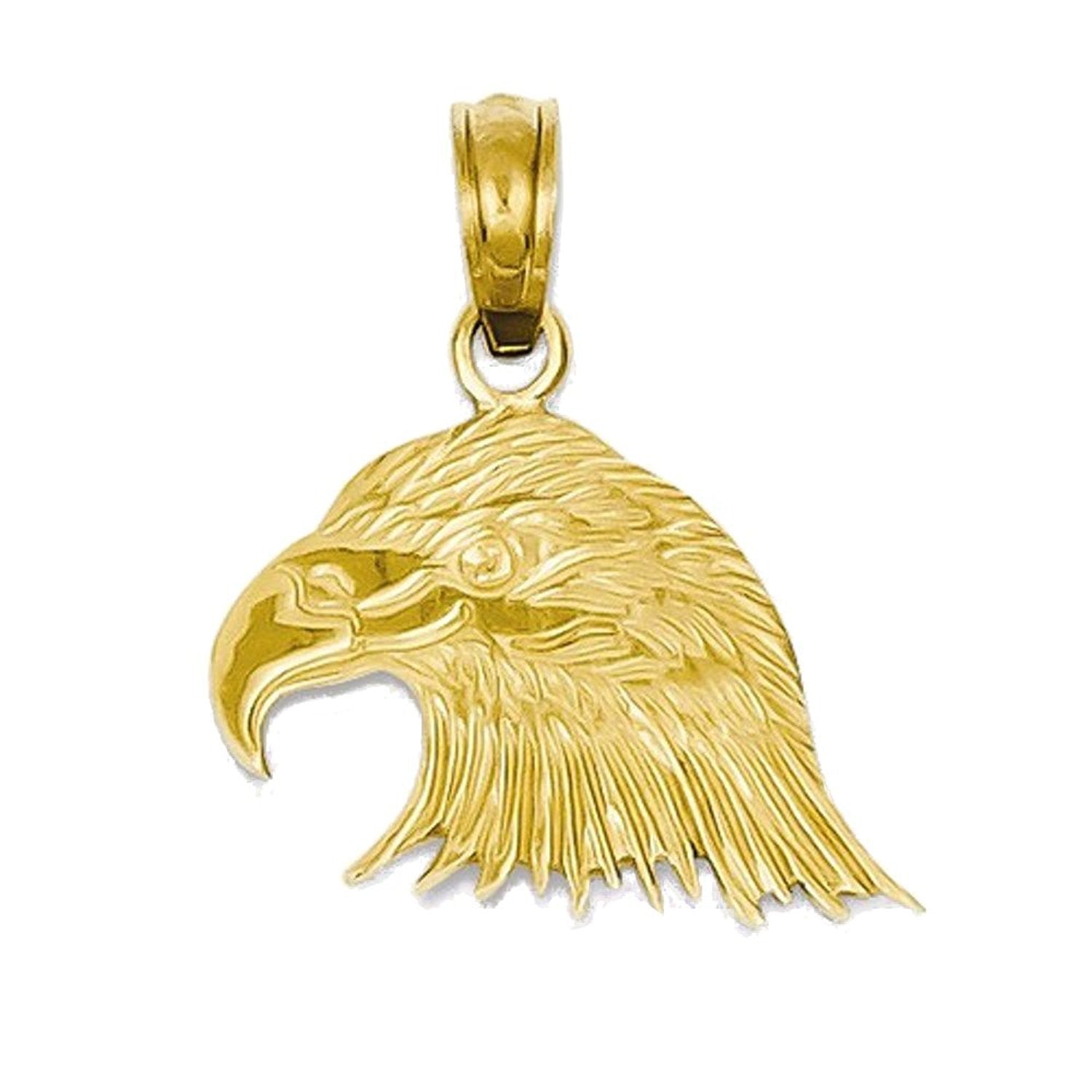 14k Yellow Gold Small Eagle Head Pendant Charm