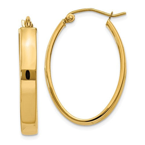 14k Yellow Gold Classic Oval Hoop Earrings