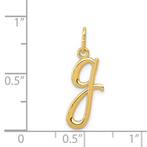 14K Yellow Gold Lowercase Initial Letter G Script Cursive Alphabet Pendant Charm