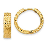 이미지를 갤러리 뷰어에 로드 , 14k Yellow Gold Classic Textured Hinged Hoop Huggie Earrings
