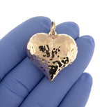 Lataa kuva Galleria-katseluun, 14K Yellow Gold Puffy Hammered Heart 3D Hollow Large Pendant Charm
