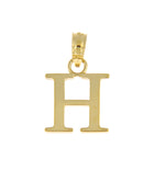 Indlæs billede til gallerivisning 14K Yellow Gold Uppercase Initial Letter H Block Alphabet Pendant Charm
