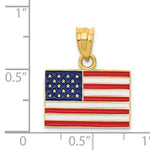 Carica l&#39;immagine nel visualizzatore di Gallery, 14k Yellow Gold with Enamel USA American Flag Pendant Charm
