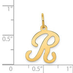 Carica l&#39;immagine nel visualizzatore di Gallery, 14K Yellow Gold Initial Letter R Cursive Script Alphabet Pendant Charm
