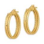 Charger l&#39;image dans la galerie, 14K Yellow Gold 22mmx4.5mm Textured Modern Contemporary Round Hoop Earrings

