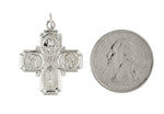 Carregar imagem no visualizador da galeria, Sterling Silver Rhodium Plated Cruciform Cross Four Way Medal Pendant Charm
