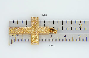 14k Yellow Gold Filigree Cross Pendant Charm