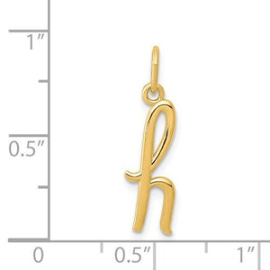 14K Yellow Gold Lowercase Initial Letter H Script Cursive Alphabet Pendant Charm