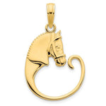 Afbeelding in Gallery-weergave laden, 14K Yellow Gold Horse Head Equestrian Charm Holder Pendant

