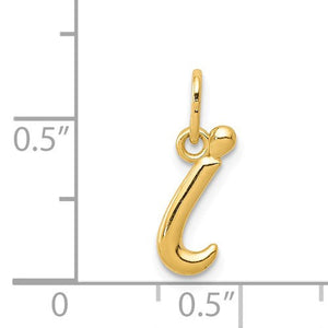 14K Yellow Gold Lowercase Initial Letter I Script Cursive Alphabet Pendant Charm
