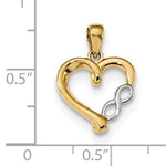 Φόρτωση εικόνας στο εργαλείο προβολής Συλλογής, 14k Gold Two Tone Heart Infinity Open Back Pendant Charm
