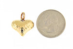 Φόρτωση εικόνας στο εργαλείο προβολής Συλλογής, 14K Yellow Gold Puffy Hammered Heart 3D Hollow Pendant Charm
