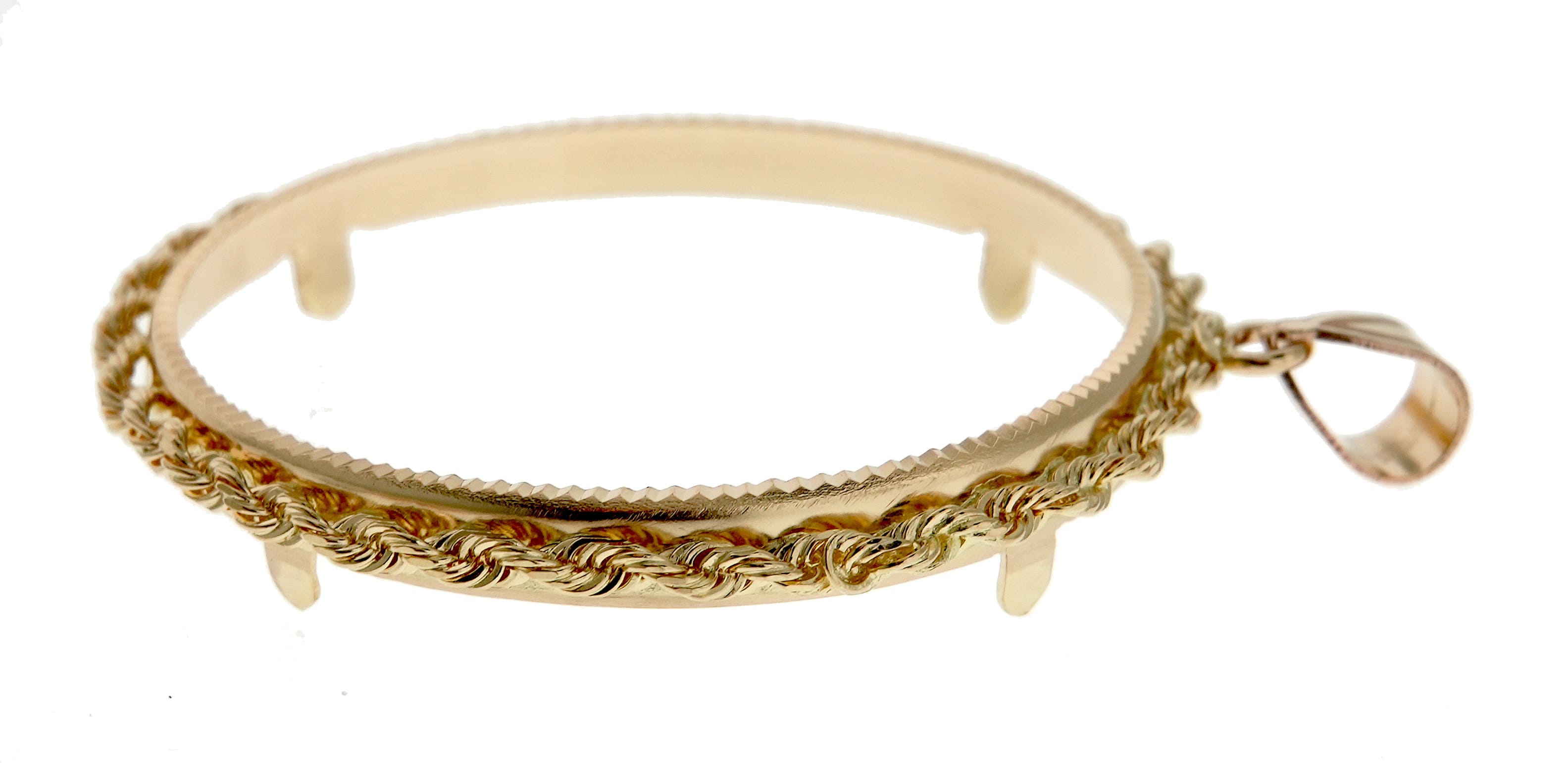 14K Yellow Gold 1 oz American Eagle U.S. $50 24K Buffalo 1 oz Cat 1 oz Krugerrand Coin Holder Prong Bezel Pendant Charm for 32.7mm Coins