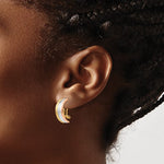 Indlæs billede til gallerivisning 14k Yellow White Rose Gold Tri Color Non Pierced Clip On Huggie Earrings
