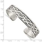 Indlæs billede til gallerivisning Sterling Silver 12.5mm Celtic Antique Style Cuff Bangle Bracelet
