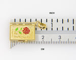 Carica l&#39;immagine nel visualizzatore di Gallery, 14K Yellow Gold Enamel Love Flower Book Moveable 3D Pendant Charm
