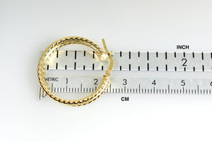 14K Yellow Gold 22mmx4.5mm Textured Modern Contemporary Round Hoop Earrings