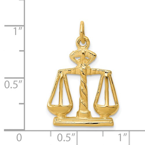 14k Yellow Gold Scales of Justice Open Back Pendant Charm - [cklinternational]