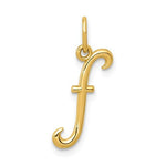 Lataa kuva Galleria-katseluun, 14K Yellow Gold Lowercase Initial Letter F Script Cursive Alphabet Pendant Charm
