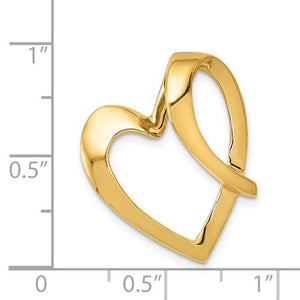 14k Yellow Gold Floating Heart Chain Slide Pendant Charm