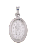 Load image into Gallery viewer, 14k White Gold Blessed Virgin Mary Miraculous Medal Oval Small Hollow Pendant Charm
