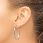 Indlæs billede til gallerivisning Sterling Silver Diamond Cut Classic Round Hoop Earrings 35mm x 2mm
