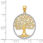 Lataa kuva Galleria-katseluun, 14k Yellow Gold and Rhodium Filigree Tree of Life Pendant Charm
