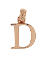 Load image into Gallery viewer, 14K Rose Gold Uppercase Initial Letter D Block Alphabet Pendant Charm
