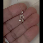 Load and play video in Gallery viewer, 14K White Gold Uppercase Initial Letter R Block Alphabet Pendant Charm
