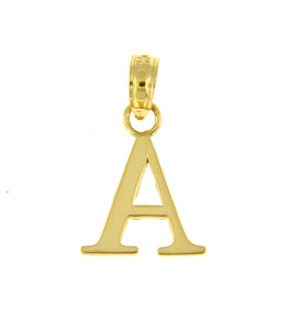 14K Yellow Gold Uppercase Initial Letter A Block Alphabet Pendant Charm