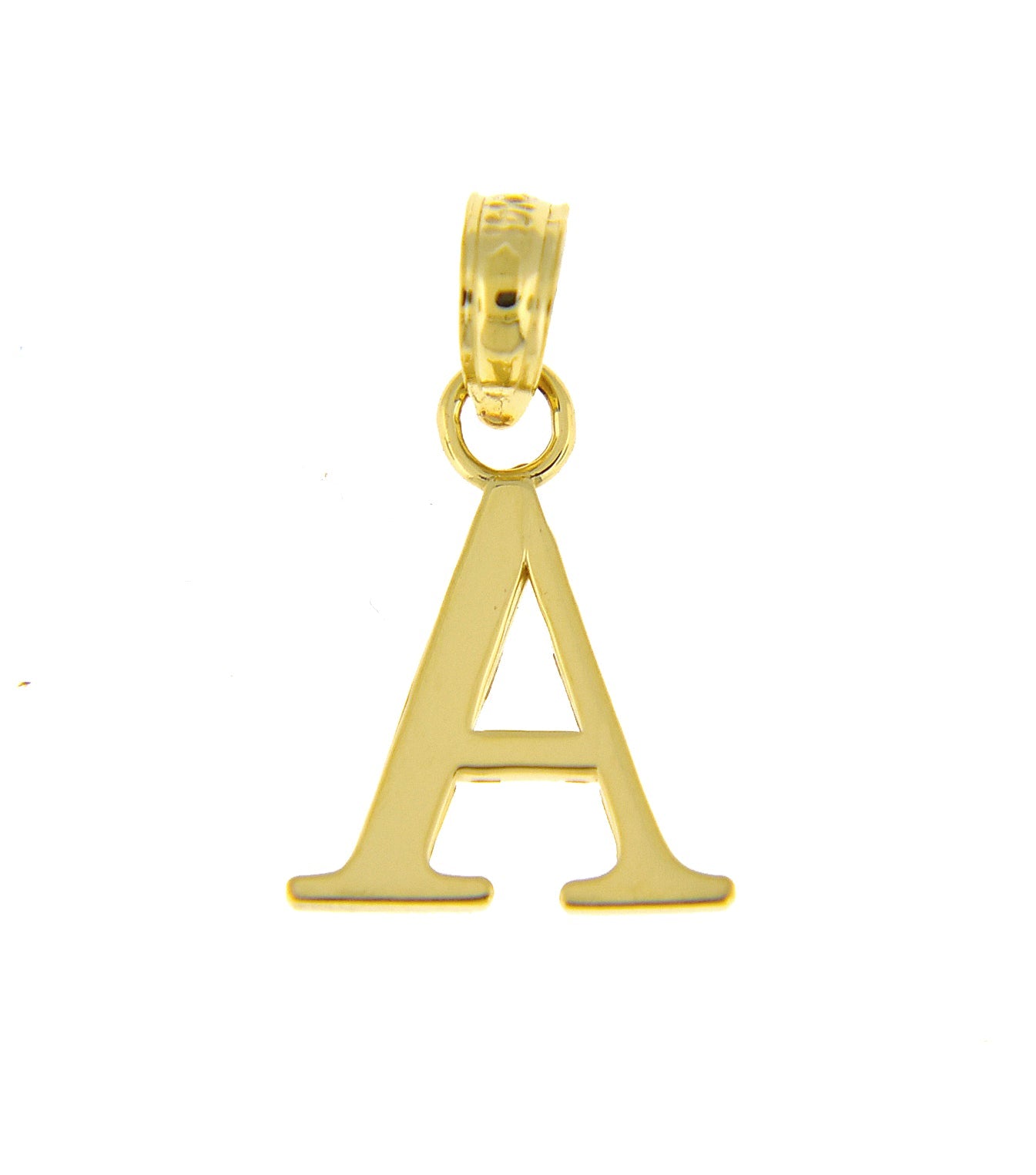 10K Yellow Gold Uppercase Initial Letter A Block Alphabet Pendant Charm