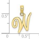 Cargar imagen en el visor de la galería, 10K Yellow Gold Script Initial Letter W Cursive Alphabet Pendant Charm
