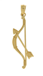 Afbeelding in Gallery-weergave laden, 14k Yellow Gold Bow and Arrow Open Back Pendant Charm
