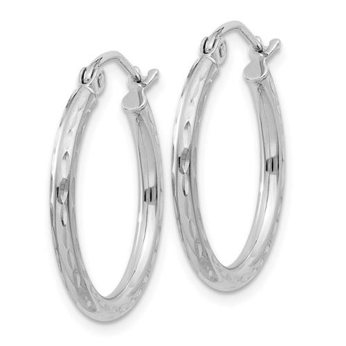 Sterling Silver Diamond Cut Classic Round Hoop Earrings 20mm x 2mm
