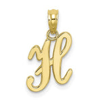 Load image into Gallery viewer, 10K Yellow Gold Script Initial Letter H Cursive Alphabet Pendant Charm
